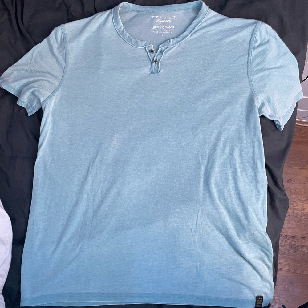 Lucky Brand Venice Burnout Button Tee